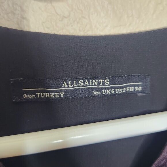 Allsaints Alia Dress Womens 2 Plum High Low Hem Silk Sleeveless Cocktail Party - Picture 5 of 7